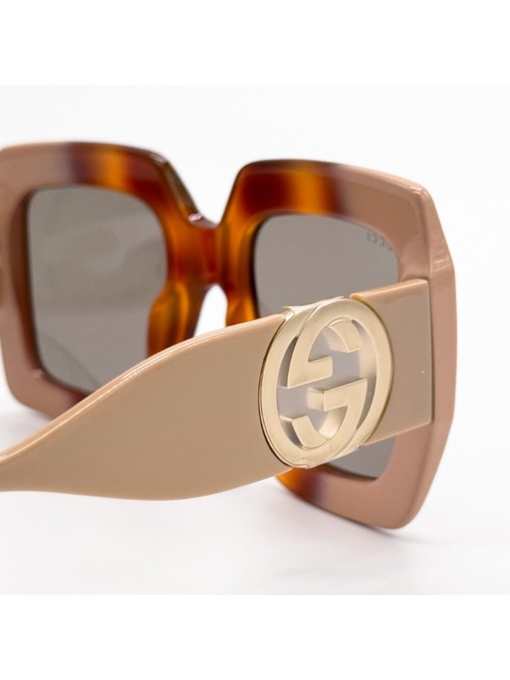 NEW GUCCI SUNGLASSES GG1022S 003 HAVANA WOMEN GUCCI OVERSIZED EYEWEAR WITH CHAIN - Picture 7 of 13